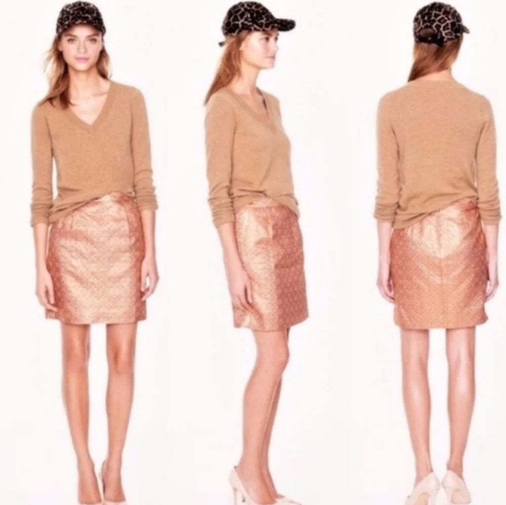 J. Crew Collection Pink Shimmer Silk Brocade Skirt